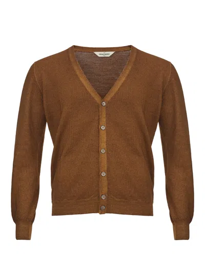 Shop Gran Sasso Elegant Brown Wool Cardigan For Sophisticated Men's Style