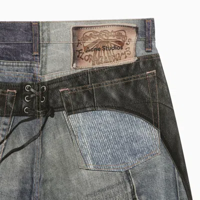 Shop Acne Studios Wide Denim Jeans With Print