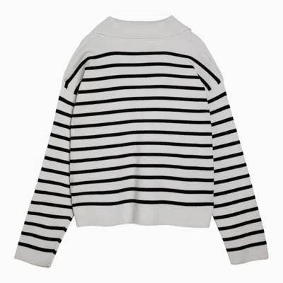 Shop Ami Alexandre Mattiussi Ami Paris Chalk White/black Striped Sweater In Wool And Cotton