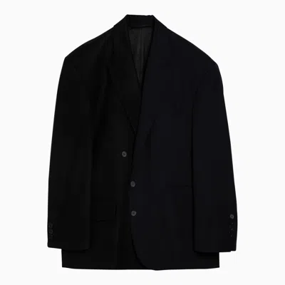 Shop Balenciaga Black Wool Jacket With Epaulettes
