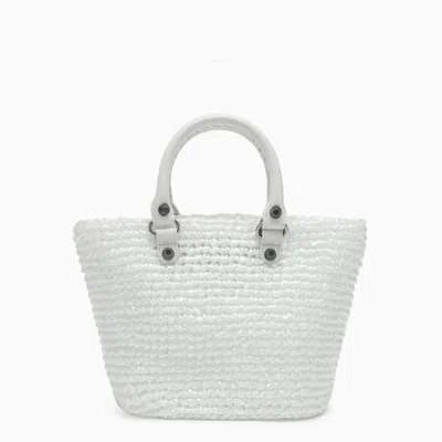 Shop Balenciaga Le Cagole Small White Basket Bag