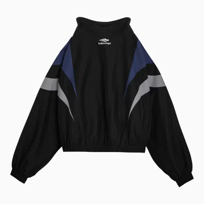 Shop Balenciaga Off Shoulder Tracksuit 3 B Sports Icon Black/blue/gray Jacket