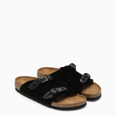 Shop Birkenstock Slide Zürich Tech Black In Suede