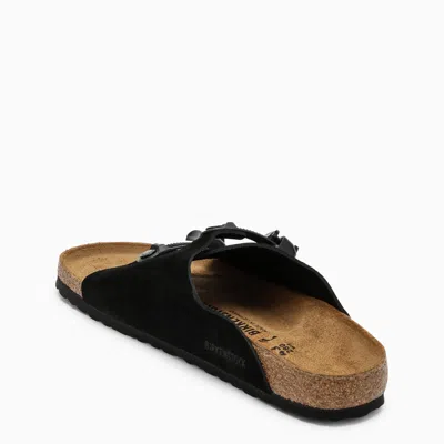 Shop Birkenstock Slide Zürich Tech Black In Suede