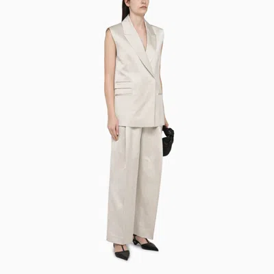 Shop Calvin Klein Beige Single Breasted Waistcoat In Viscose Blend