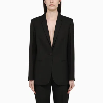 Shop Calvin Klein Black Single Breasted Jacket In Viscose Blend