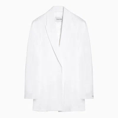 Shop Calvin Klein White Single Breasted Cotton Jacket