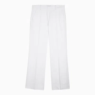 Shop Calvin Klein White Viscose Blend Regular Trousers