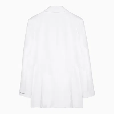 Shop Calvin Klein White Single Breasted Cotton Jacket