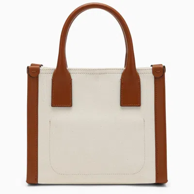 Shop Christian Louboutin Mini Tote Bag By My Side Natural Coloured In Cotton And Calf Leather