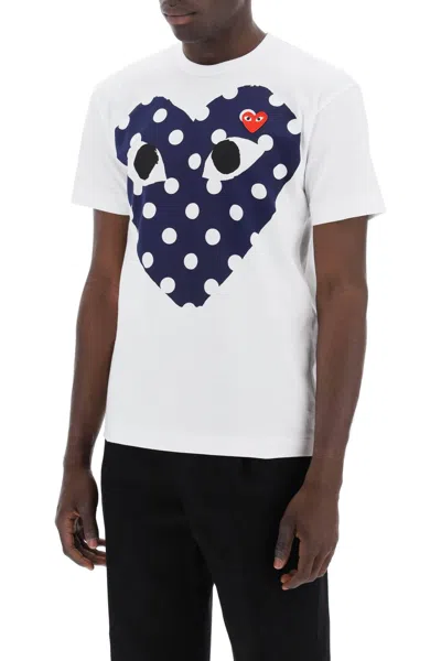 Shop Comme Des Garçons Play Comme Des Garcons Play "polka Dot Heart Print T Shirt