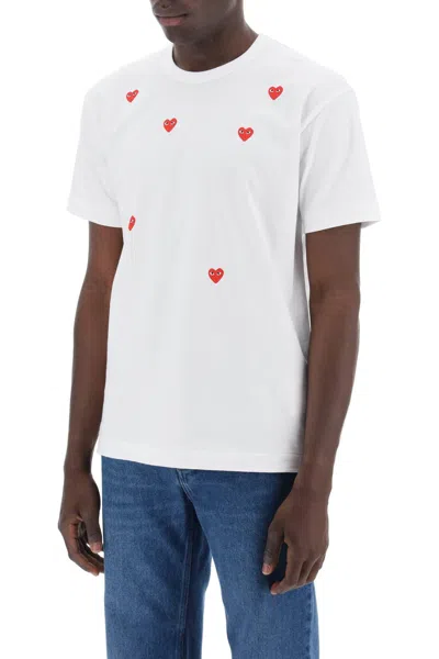 Shop Comme Des Garçons Play Comme Des Garcons Play "round Neck T Shirt With Heart Pattern