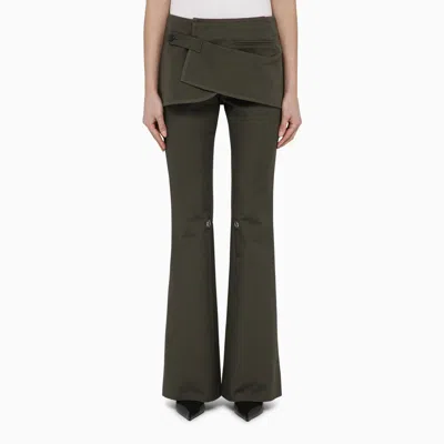 Shop Courrèges Military Green Cotton Mini Skirt Trousers