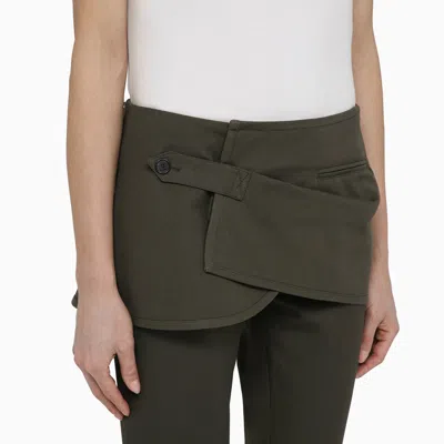 Shop Courrèges Military Green Cotton Mini Skirt Trousers