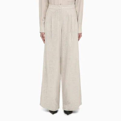 Shop Federica Tosi Bamboo Coloured Wide Trousers With Micro Sequins