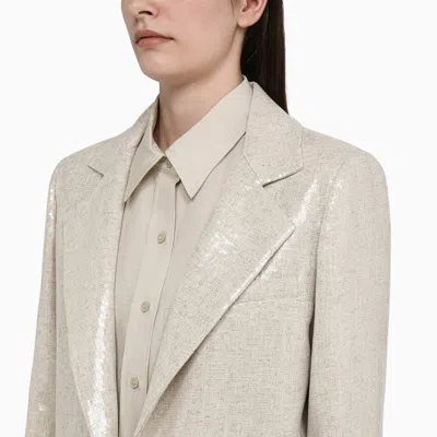 Shop Federica Tosi Single Breasted Linen Blend Jacket With Micro Sequins