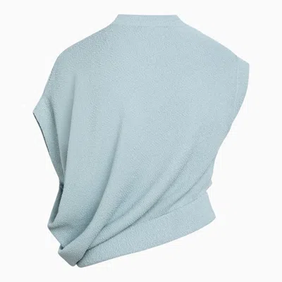 Shop Fendi Asymmetric Knit In Light Blue Viscose