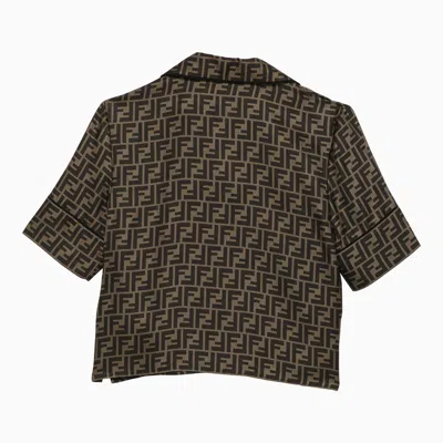 Shop Fendi Brown Silk Pyjamas With Ff Pattern