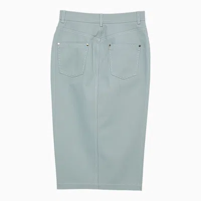 Shop Fendi Light Blue Cotton Skirt With Double Zip