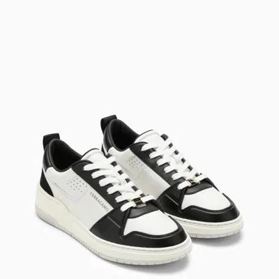 Shop Ferragamo Low Black/white Leather Trainer