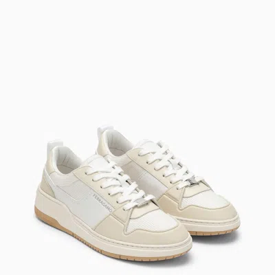 Shop Ferragamo Low White Leather Trainer