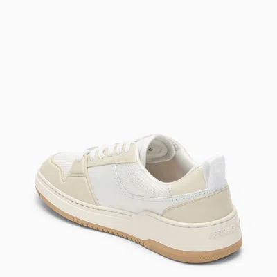 Shop Ferragamo Low White Leather Trainer