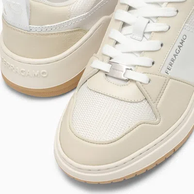 Shop Ferragamo Low White Leather Trainer