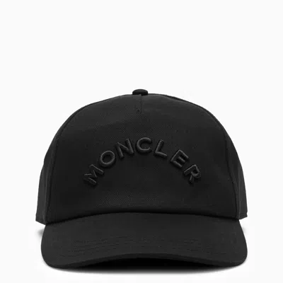 Shop Moncler Black Baseball Cap With Logo