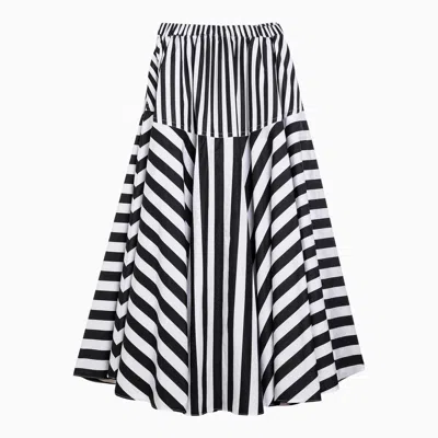 Shop Patou White/black Striped Cotton Skirt