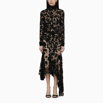 Shop Philosophy Asymmetrical Black Viscose Print Dress