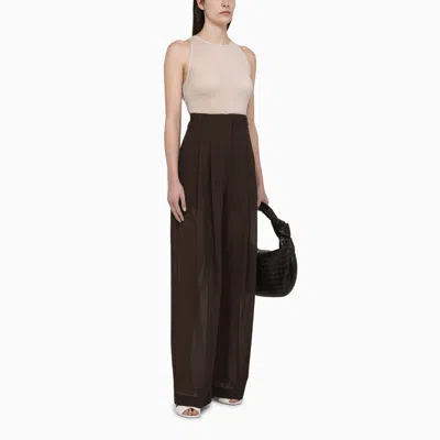 Shop Philosophy Brown Wool Blend Palazzo Trousers