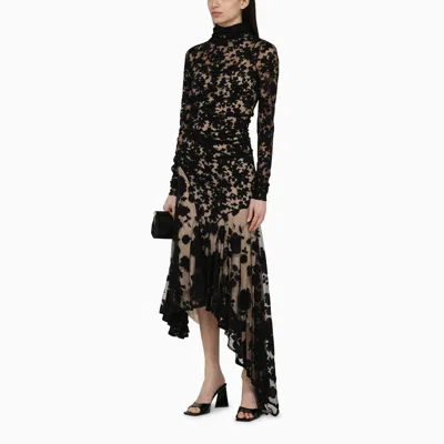 Shop Philosophy Asymmetrical Black Viscose Print Dress