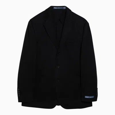 Shop Polo Ralph Lauren Black Single Breasted Jacket In Cotton Blend