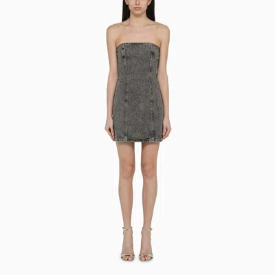 Shop Rotate Birger Christensen Grey Sleeveless Mini Dress With Denim Rhinestones