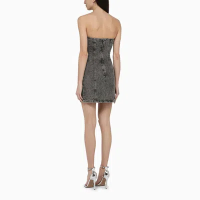 Shop Rotate Birger Christensen Grey Sleeveless Mini Dress With Denim Rhinestones