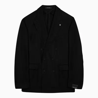 Shop Tagliatore New York Black Wool Double Breasted Jacket