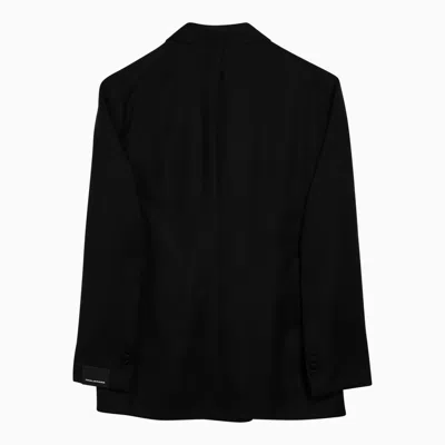 Shop Tagliatore New York Black Wool Double Breasted Jacket