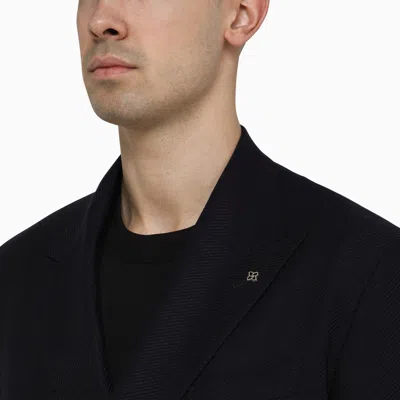 Shop Tagliatore New York Blue Wool Double Breasted Jacket