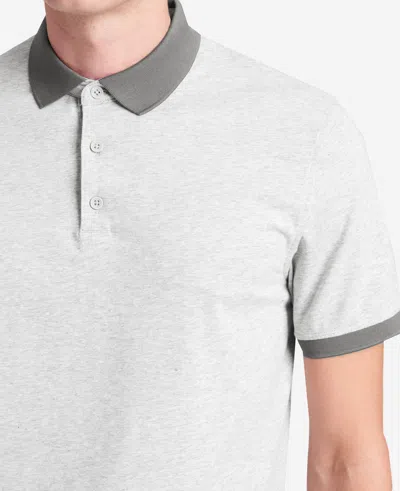Kenneth Cole Solid Button Placket Polo In Heather Grey