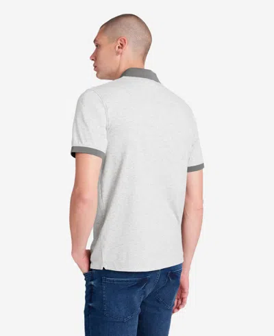 Kenneth Cole Solid Button Placket Polo In Heather Grey