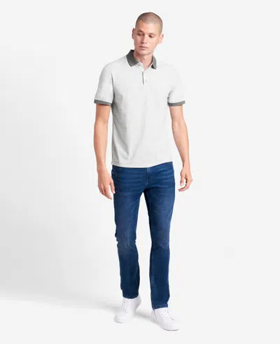Kenneth Cole Solid Button Placket Polo In Heather Grey