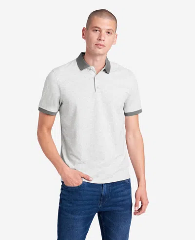 Kenneth Cole Solid Button Placket Polo In Heather Grey
