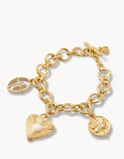 Shop Spartina 449 Women's Faith Hope Love Charm Bracelet In Gold