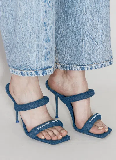 Shop Alexander Wang Women Julie Tubular Heeled Sandals In Blue