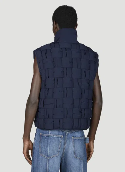 Shop Bottega Veneta Men Tech Nylon Intrecciato Gilet In Blue