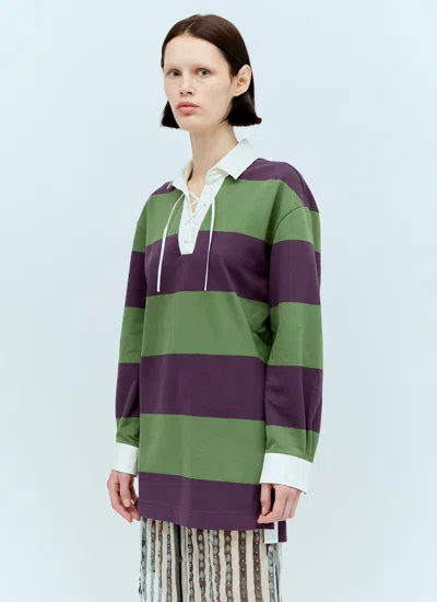 Shop Dries Van Noten Women Striped Polo Shirt In Purple