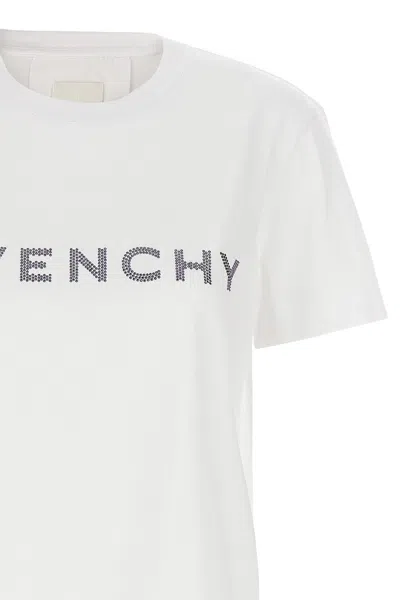 Shop Givenchy Women Rhinestone Logo T-shirt In White