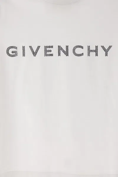 Shop Givenchy Women Rhinestone Logo T-shirt In White