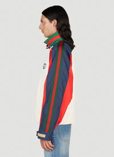 Shop Gucci Men Interlocking G Colour Block Track Jacket In White