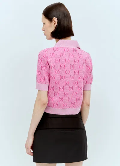 Shop Gucci Women Gg Wool Jacquard Knit Top In Pink